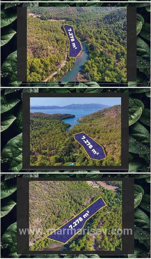 Marmaris Bördübet bay In 7200 m² canal front for sale land