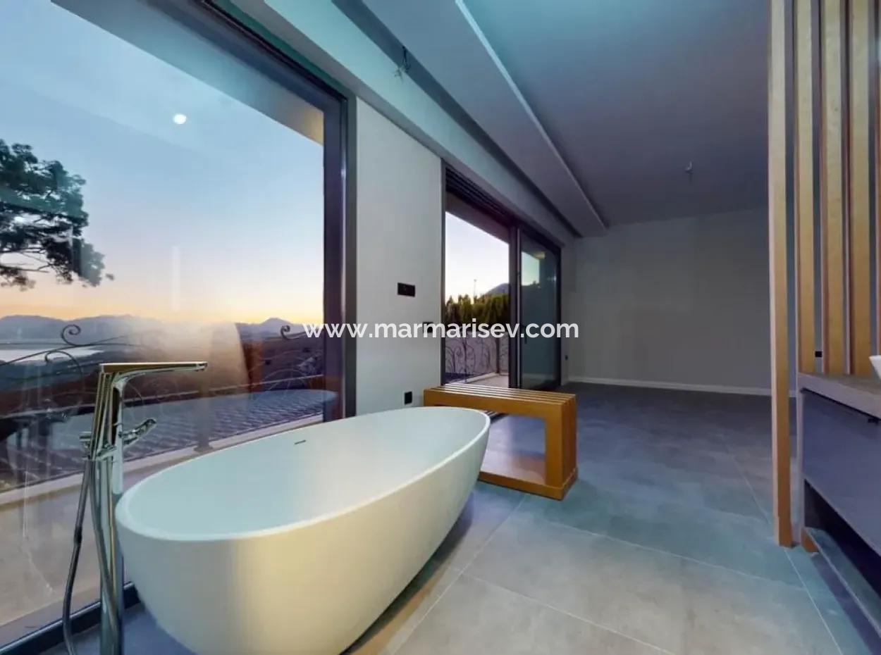 4 Rooms 1 Living Room Custom-Made Villa In 800M2 Plot With Swimming Pool With Magnificent Sea View In Marmaris Gökbel Area