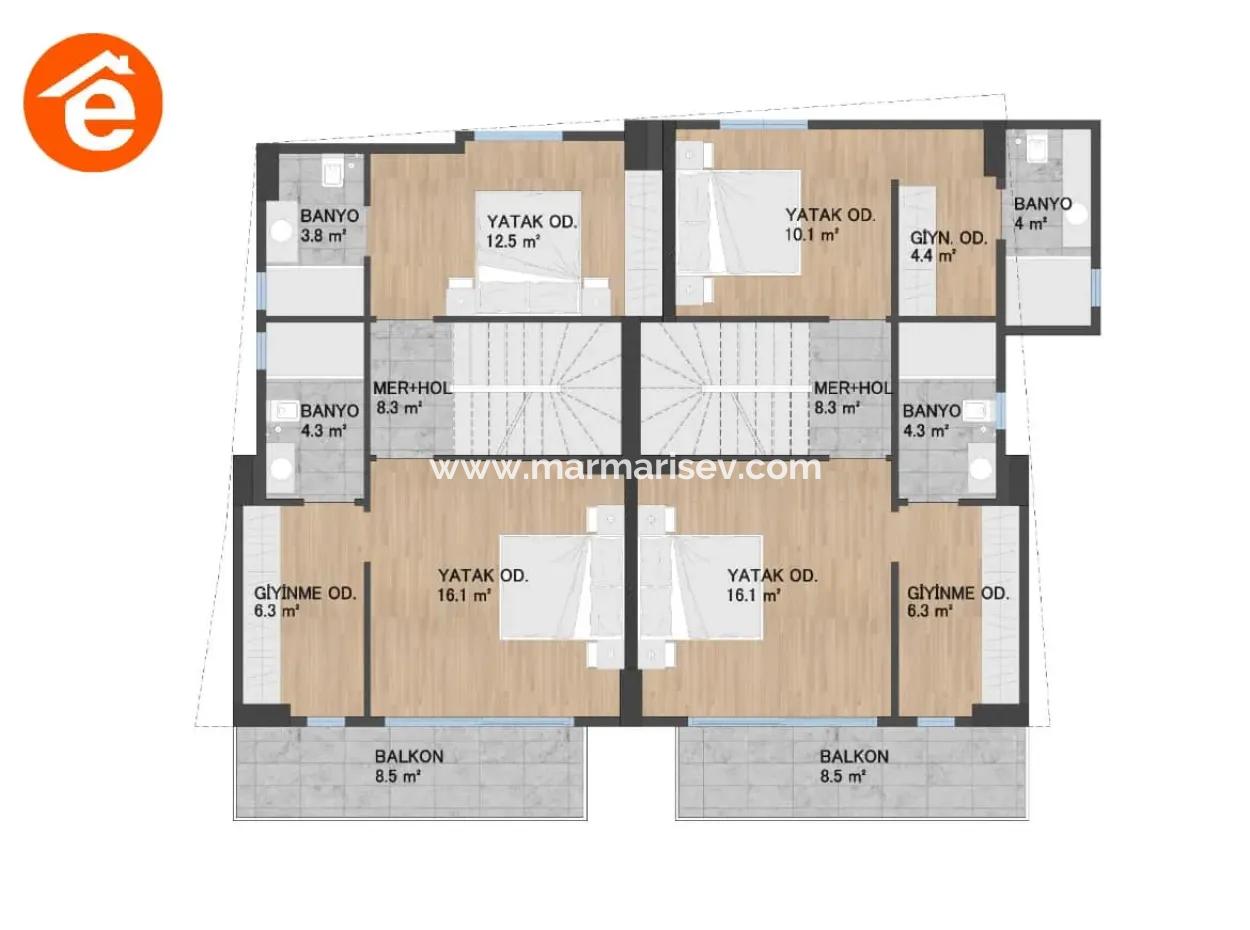 Brand New Semi-Detached Villa For Sale In The Center Of Marmaris From A Real Estate Agent