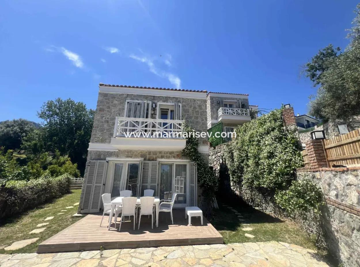 3 Rooms 1 Living Room 140M2 2 Villas For Sale With Swimming Pool With Magnificent Sea View In Selimiye Neighborhood Of Marmaris District