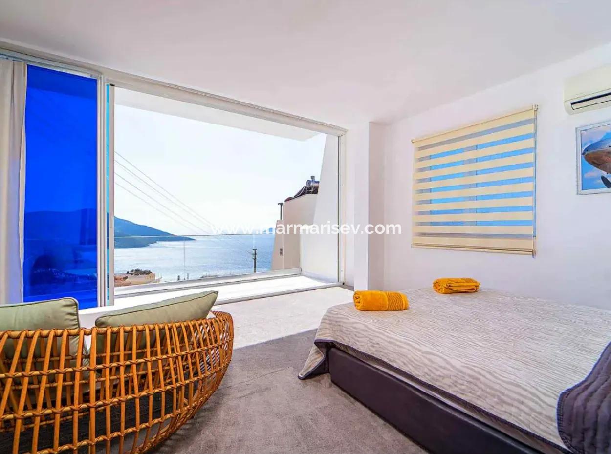 A Detached Villa For Sale With A Magnificent Sea View Swimming Pool In Kalkan Is A Custom-Made Villa