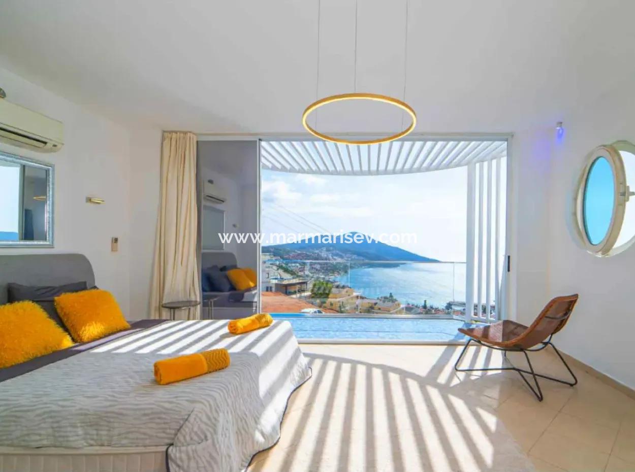 A Detached Villa For Sale With A Magnificent Sea View Swimming Pool In Kalkan Is A Custom-Made Villa